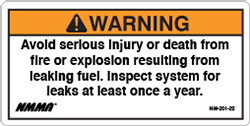 Leaking Fuel Warning Label: Boat